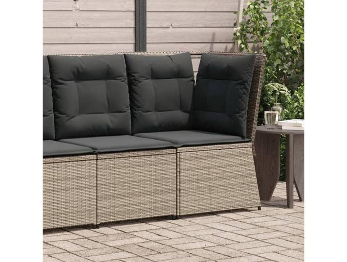 Canapé d'angle de jardin avec coussins-Salon de jardin-Sofa de jardin gris résine tressée 414708