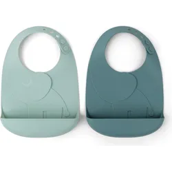 Peekaboo Elphee Lätzchen mit Tasche blau aus Silikon 2 St.