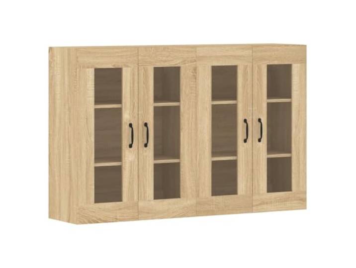 HKTMGDNG 2er-Set Wandschränke mit Glastüren Sonoma-Eiche 69,5x34x90 cm Ideal für Wohnzimmer oder Essbereich als platzsparende Hängevitrine oder Aufsatzschrank zur eleganten Präsentation.