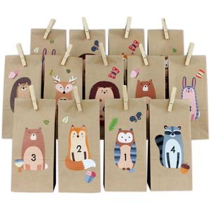Papierdrachen Adventskalender 400-032-004, Bastelset, Adventstütchen zum Befüllen, 24 Stück