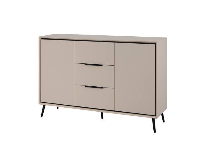 Sideboard mit 3 Schubladen beige schwarz 135 cm - ARONA