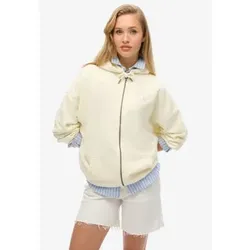 Superdry für Damen. W2012350A Studios weißes Sweatshirt mit Reißverschluss (L), Lässig, Recyceltes Polyester, Nachhaltig