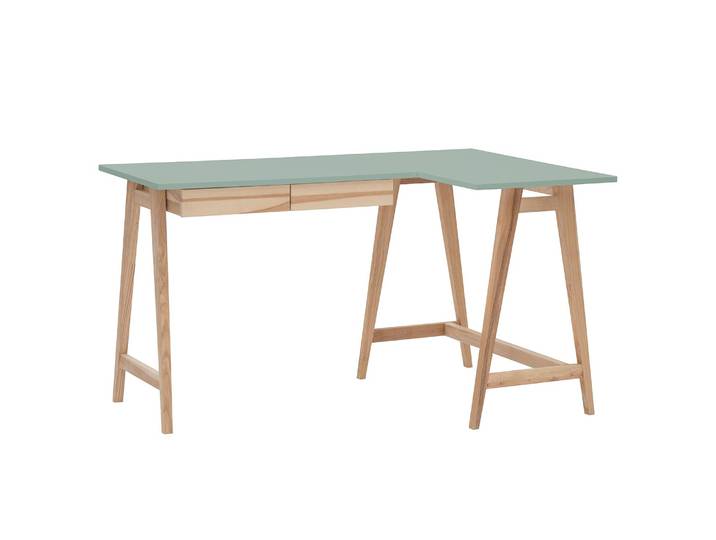 Bureau d’angle 135cm Tiroir à gauche Vert/Vert menthe