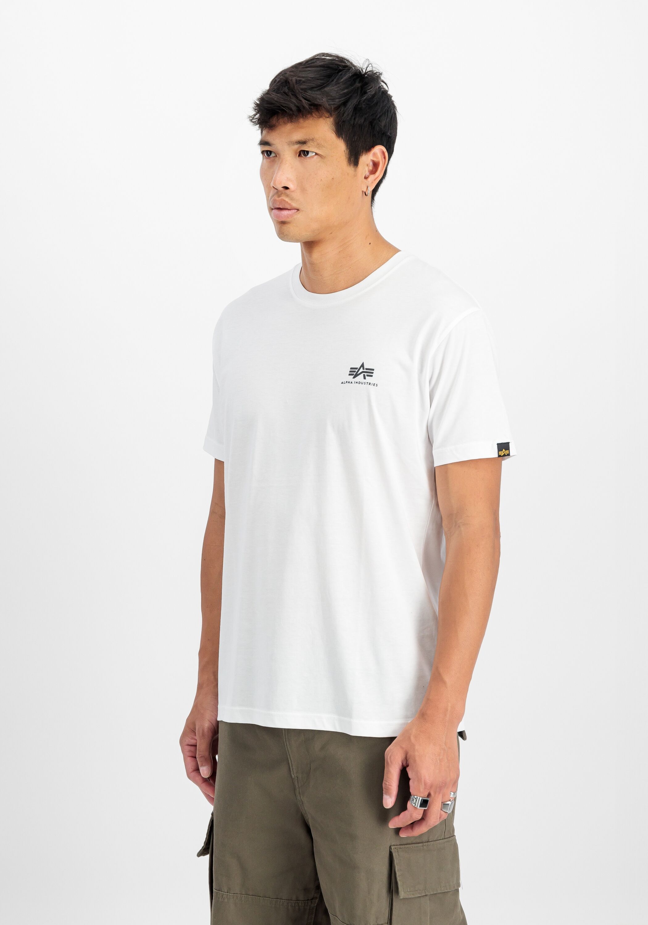 T-Shirt ALPHA INDUSTRIES "Basic SL T-Shirt", Herren, Gr. XL, weiss (weiß), Obermaterial: 100% Baumwolle, Shirts T-Shirt weiß XL
