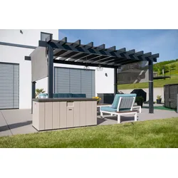 Lifetime Kunststoff Kissenbox "Harmony", Polsteraufbewahrung, 568 l,lichtgrau,72 x 151 x 70 cm (L x B x H)