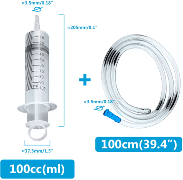 Inspire Picks Flow Master Large Capacity Feeding Syringe Kit With Hose Multi Purpose Pet Care Injector 100ml And Hose