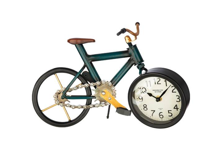 Tischuhr GILDE Stand-/ Tischuhr Fahrrad , grün (blau, schwarz, creme), Tischuhren, Tischuhr