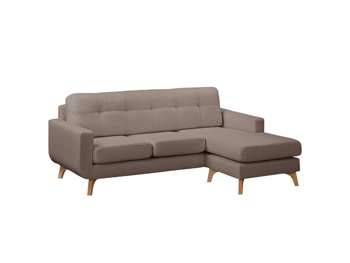 Canapé d'angle Postville Marron/Latte macchiatto Tissu 208 x 88 x 150cm Méridienne courte à droite vue de face Scandi