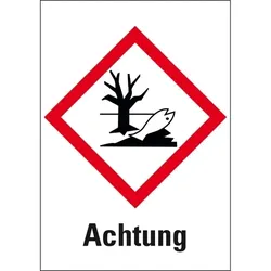 König Werbeanlagen Dreifke® Aufkleber I Gefahrensymbol Umwelt GHS 09, Achtung, Folie, 52x74mm, GHS-Verordnung
