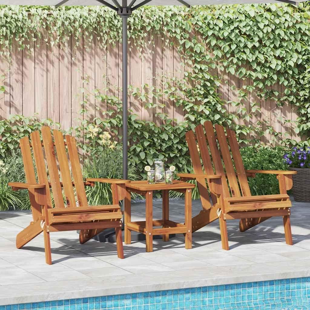 2 Adirondack-Gartenstühle aus massivem Akazienholz | Klappbar, wetterbeständig, geölte Oberfläche, breite Armlehnen, Belastbarkeit 110 kg