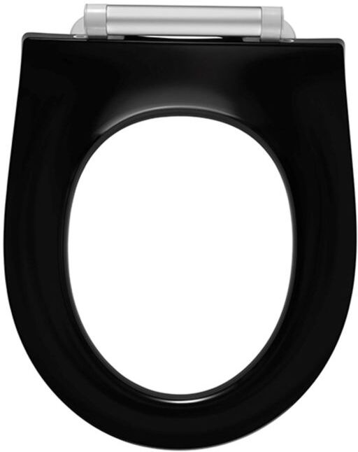 Pressalit Projecta D Solid Pro WC-Sitz 1003111-DG4925 schwarz polygiene, Kombi-Scharnier DG4, Edelstahl, ohne Deckel, mit Absenkautomatik