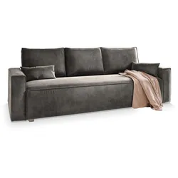 BETTSOFA ALATRI Grau Velours-Stoff mit Schlaffunktion