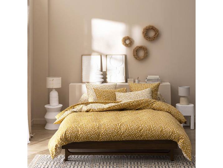 Housse de couette en bambou jaune 260x240cm