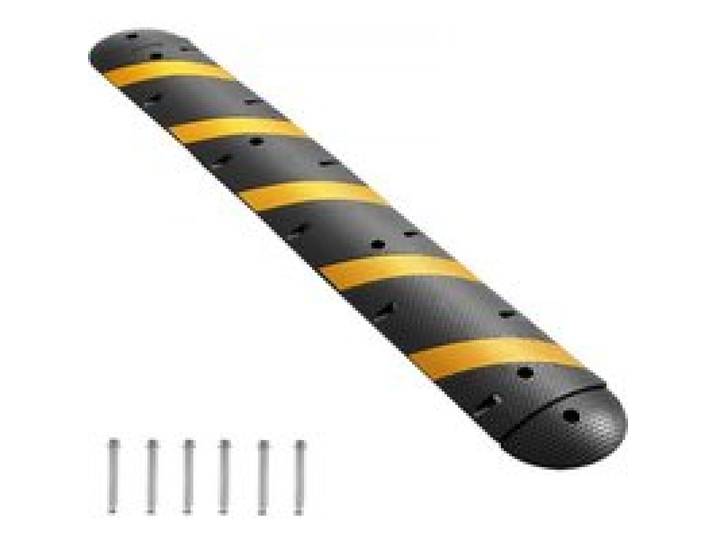 VEVOR Ralentisseur Caoutchouc, 183 cm, Rampe de Protection Câble 2 Canaux, Capacité de Charge 9979 kg, Rampe Passe Câble Sol, avec Vis d'Expansion, pour Allées et Routes en Asphalte, Béton, Gravier