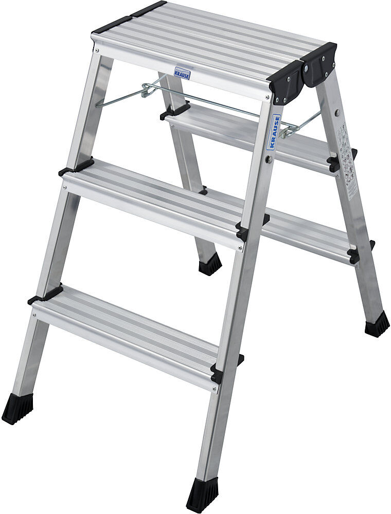Alu-Klapptritt, mit Rollen, 2 x 3 Stufen, alusilber, ab 2 Stk KRAUSE