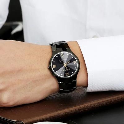 Uplift Essentials Stainless Steel Business Watch Luxury Waterproof Quartz Timepiece With Calendar For Men, Women, And Couples men black Black