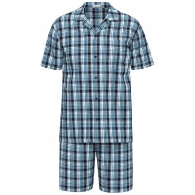 Schlafanzug SEIDENSTICKER "Herren Schlafanzug kurz durchgeknöpft", Herren, Gr. 60, mood indigo, Homewear-Sets Schlafanzug