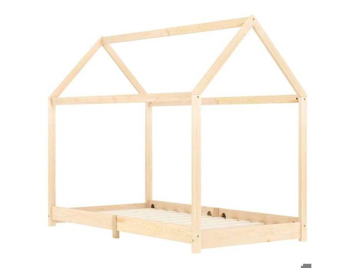 Cadre de lit d'enfant - - 90x200 cm - bois de pin massif - Structure cabane - Montage simple - Sommier inclus 4623