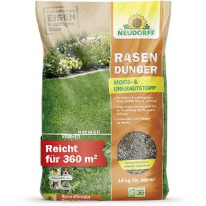 Neudorff Azet RasenDünger Moos- & UnkrautStopp, Sofort- und Langzeitwirkung, 18 kg für 360m²