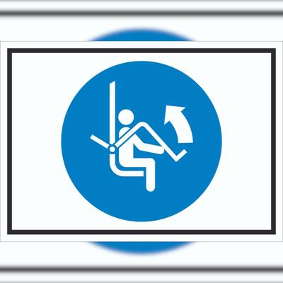 HB-Druck Sicherheitsbügel des Sessellifts öffnen Symbol Schild A2 (420x594mm)