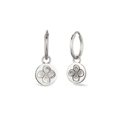 Paar Creolen ELLI "Ohrringe Creole Einhänger Blume 925 Sterling Silber" Gr. 24, silber, Ohrringe, Damen, 24, Silber 925 (Sterlingsilber)