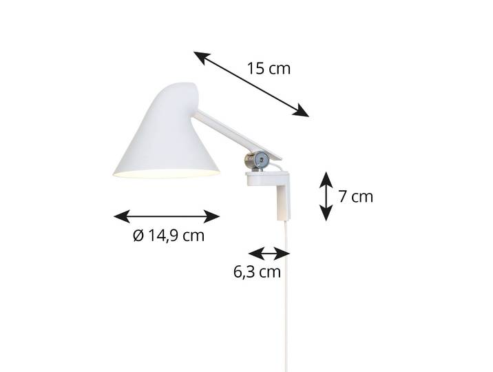 Louis Poulsen Designer Wandlampe NJP, weiß / opal, für Wohn- / Esszimmer, Aluminium, Design, Wandleuchte, Wandlampe Innen