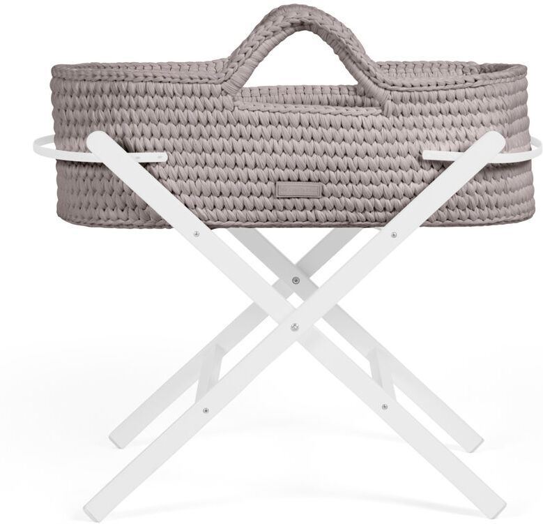 Ickle Bubba Nova Moses Basket & White Stand Tawny 76cm H X 48cm W X 82cm L