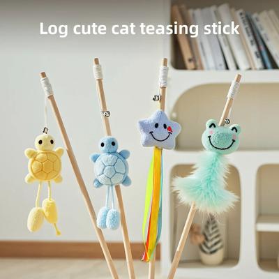 Uplift Treasures Wooden Tortoise Cat Teaser Stick Toy With Bell Wooden Tortoise Cat Teaser Stick Toy With Bell