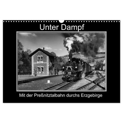 Unter Dampf - Mit der Preßnitztalbahn durchs Erzgebirge (Wandkalender 2026 DIN A3 quer), CALVENDO Monatskalender