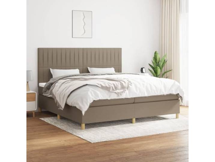 RJPLMFV Lattenrost mit Matratze, Taupe, 200 x 200 cm Atmungsaktiver Stoff, langlebig, Kopfteil, Taschenfedern, mittlere Unterstützung
