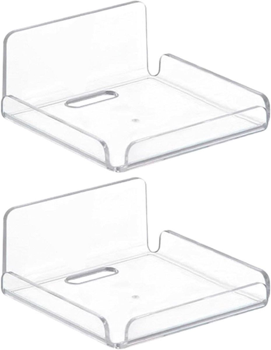 Set van 2 transparante acryl wandplanken voor decoratie en opslag zonder boren