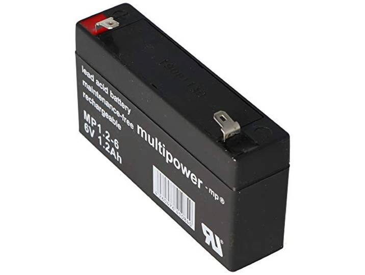 Multipower MP1.2-6 accu PB lood, 6 volt 1200 mAh, aansluiting 4,8
