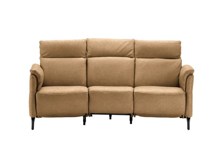 Dieter Knoll Trapezsofa, Honig, Hellbraun, Metall, Echtleder, Nappaleder, Longlife-Leder, 3-Sitzer, 221x103x95 cm, erweiterbar, Typenauswahl, Fußauswahl, planbar, Hocker erhältlich, Wohnzimmer, Sofas & Couches, Sofas, Heimkino Sofas