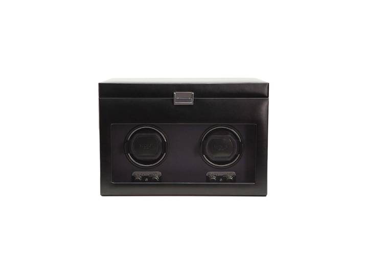 Uhrenbeweger „Heritage Double Watch Winder“ mit zusätzlichem Stauraum Leder Schwarz WOLF