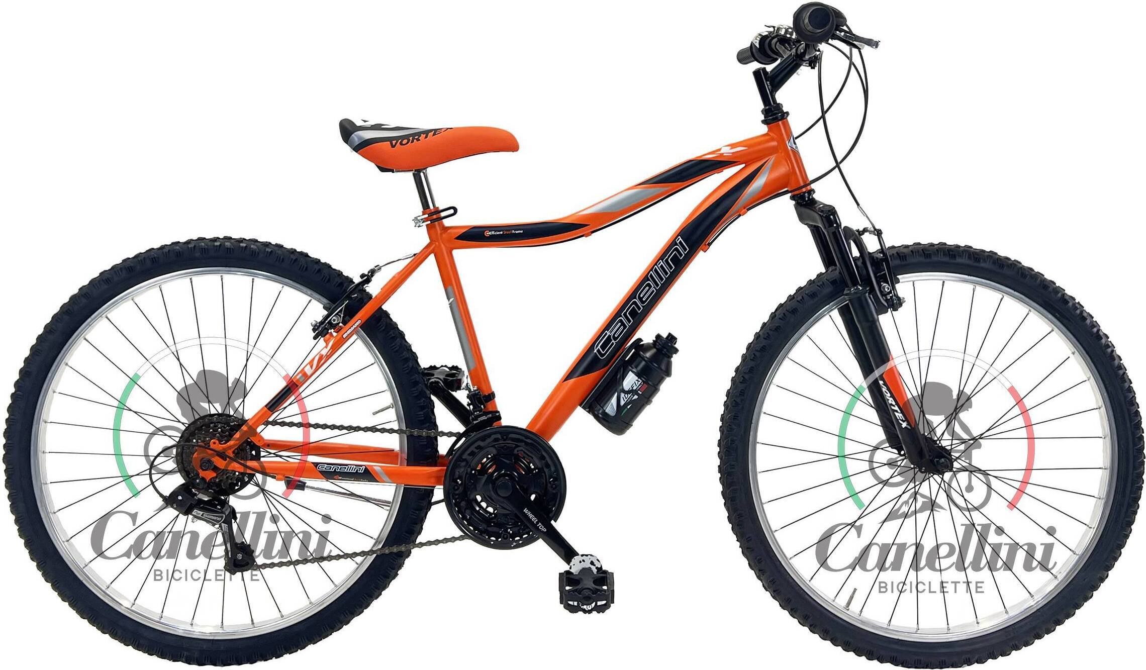 Kinderfahrrad MTB Canellini VORTEX 26" 18V - Orange/Schwarz