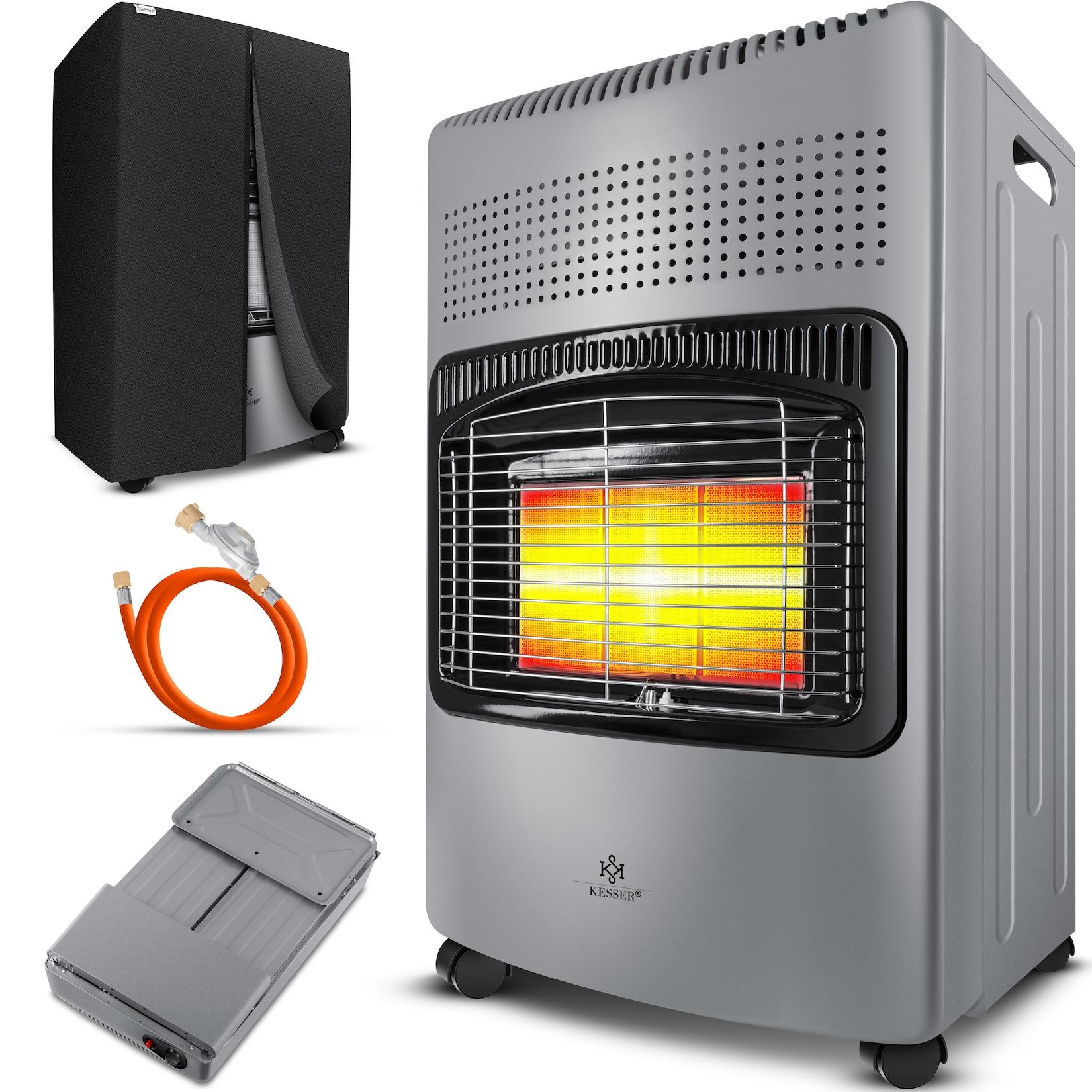 KESSER® 4200 Watt Keramik Gasheizer inkl. Gasdruckregler Gasschlauch + Schutzhülle - Gasheizofen, Heizstrahler Gasheizgerät, Infrarot Keramikbrenner, Butan- oder Propangasflaschen bis 15kg