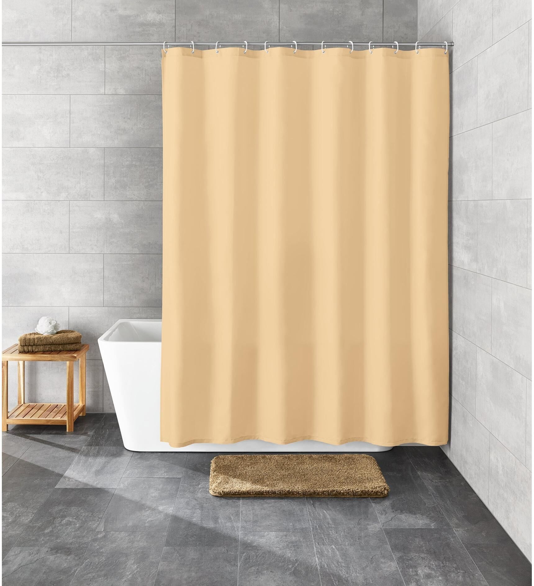 Duschvorhang KLEINE WOLKE "Kito", beige (natur), B:240cm H:180cm, Kunststoff, Polyester, Duschvorhänge, Duschvorhang natur B/H: 240cm x 180cm