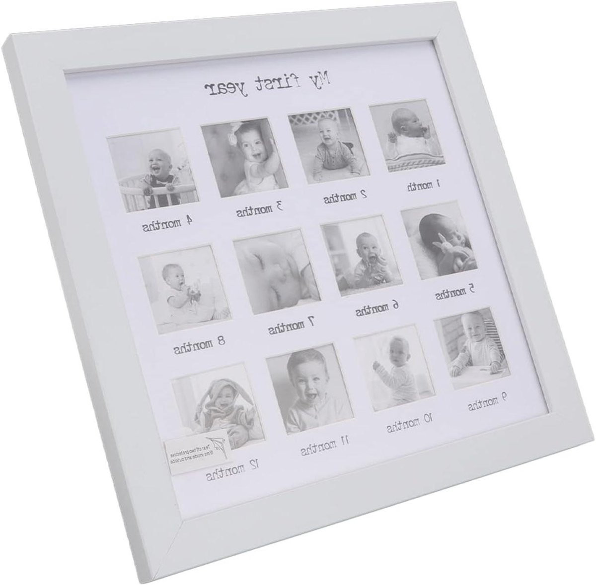 Baby Fotolijst Eerste Jaar - Fotolijst voor het bijhouden van de groei per maand - Voor 12 babyfoto's