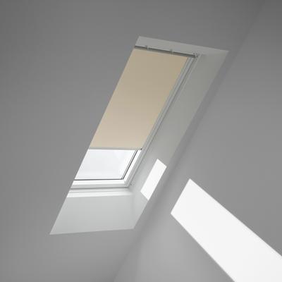 Verdunklungsrollo VELUX "DKL MK12 1085SWL", beige (hellbeige, weiß), MK12, stufenlos positionierbar, Aluminium, Polyester, Rollos, Verdunklungsrollo, weiße Führungsschienen & Griffleiste