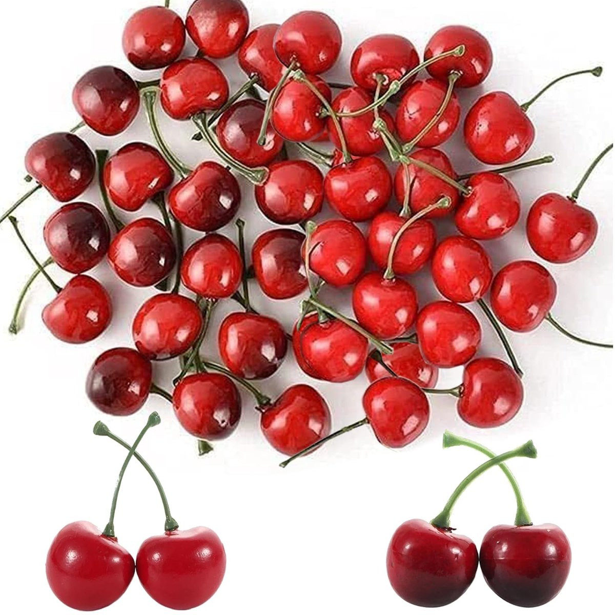 Dailygoods Decoratieve Kunstkersen - 40 Stuks - Voor Fruitschaal of Decoratie