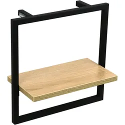DELUKE® Wandregal Schwarz SYIOP - MDF, Metallrahmen | Bücherregal Schwebendes Regal Hängeregale für Wohnzimmer | Small