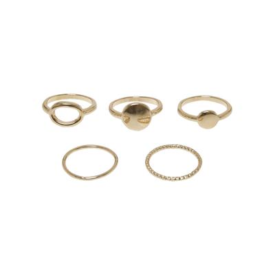 Ring-Set URBAN CLASSICS "Urban Classics Unisex Basic Stacking Ring 5-Pack" Gr. S, gold, Fingerringe, Damen, S/M, Kupfer Zink, Kupfer, Zink