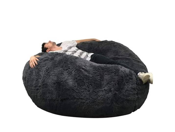 bananair - Sitzsack XXL mit Füllung für Erwachsene - Ultra Weich und Bequem mit Schaumstoff Füllung - Maschinenwaschbarer Bezug - Giant Bean Bag Chair, Sofa, Bed, Couch (140 cm, Grau)