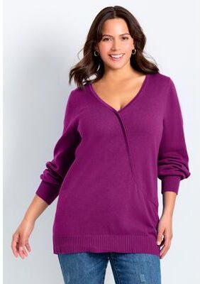 Plus Size Women's Faux Wrap Pull Over Sweater by Avenue in Black (Size 16)