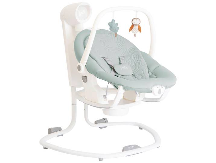 Joie Schaukelwippe Serina 2in1, Türkis, Weiß, 69x83x85 cm, Bezug abnehmbar, waschbar, Sicherheitsgurt, Spielbogen, Wippe feststellbar, Vibration, Musik, elektronische Schaukelfunktion, Babymöbel, Babywippe