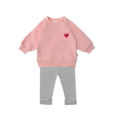 Sweatanzug LILIPUT "Herz", Mädchen, Gr. 74/80, rosa (rosa, schwarz), 80% Baumwolle, 20% Polyester, bedruckt, Sportanzüge, mit niedlichem Herz-Print