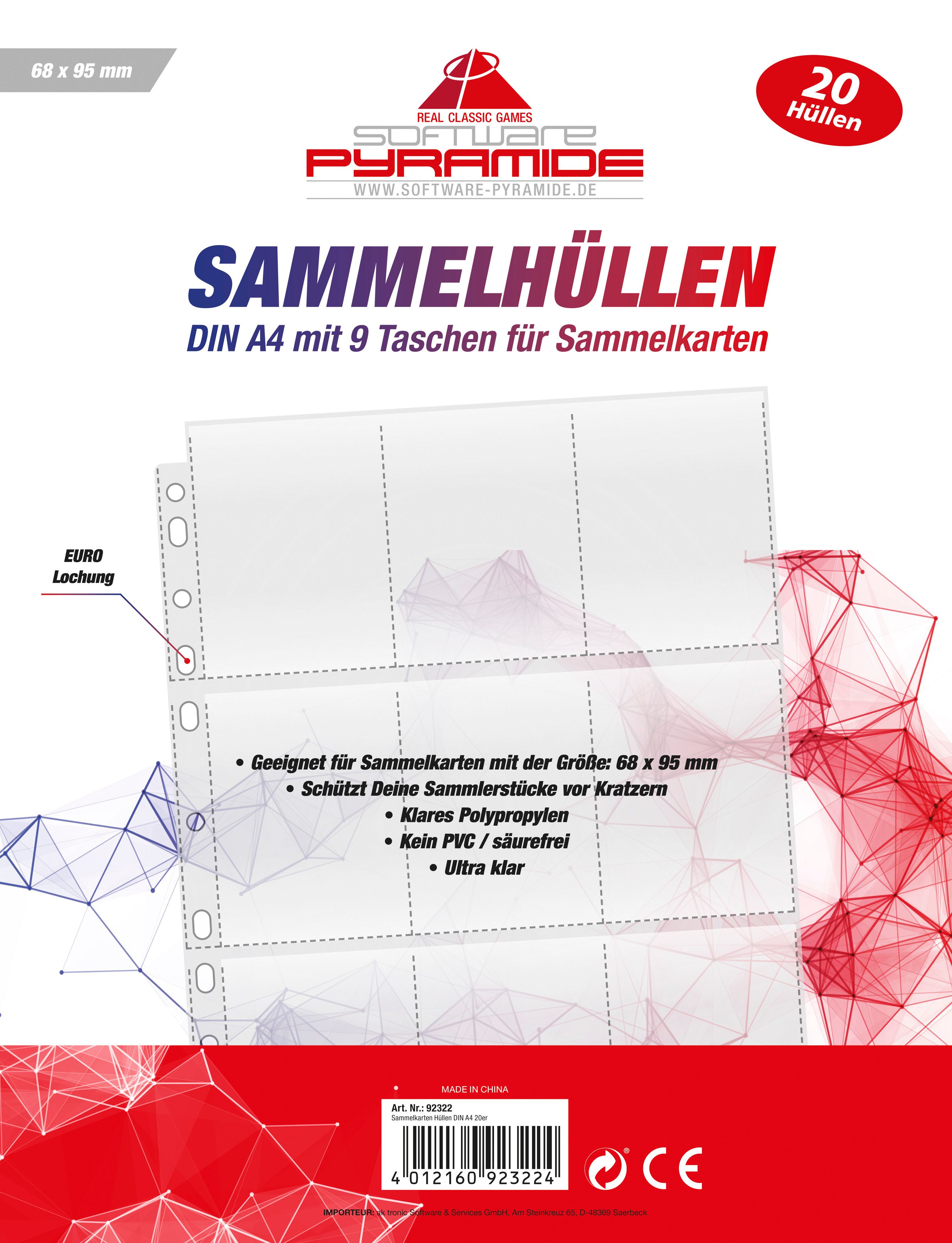 ak tronic Software & Services Kartenhülle 92322 DIN A4 20er Pack 9 Taschen