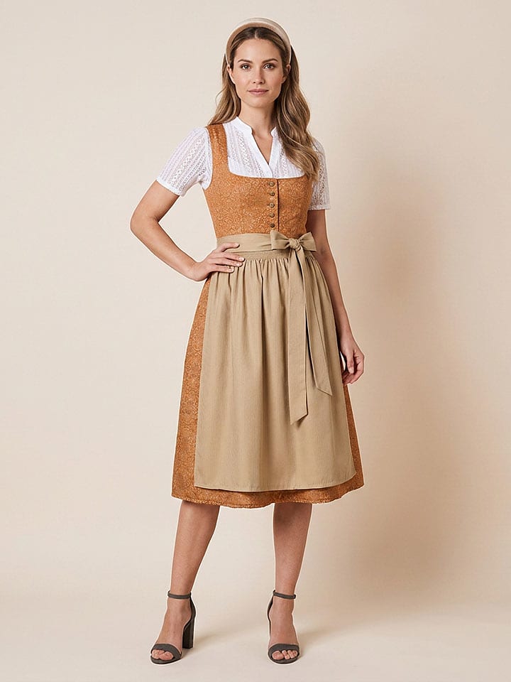 Alpenfee Dirndl ''Brina'' in Hellbraun/ Beige - 32
