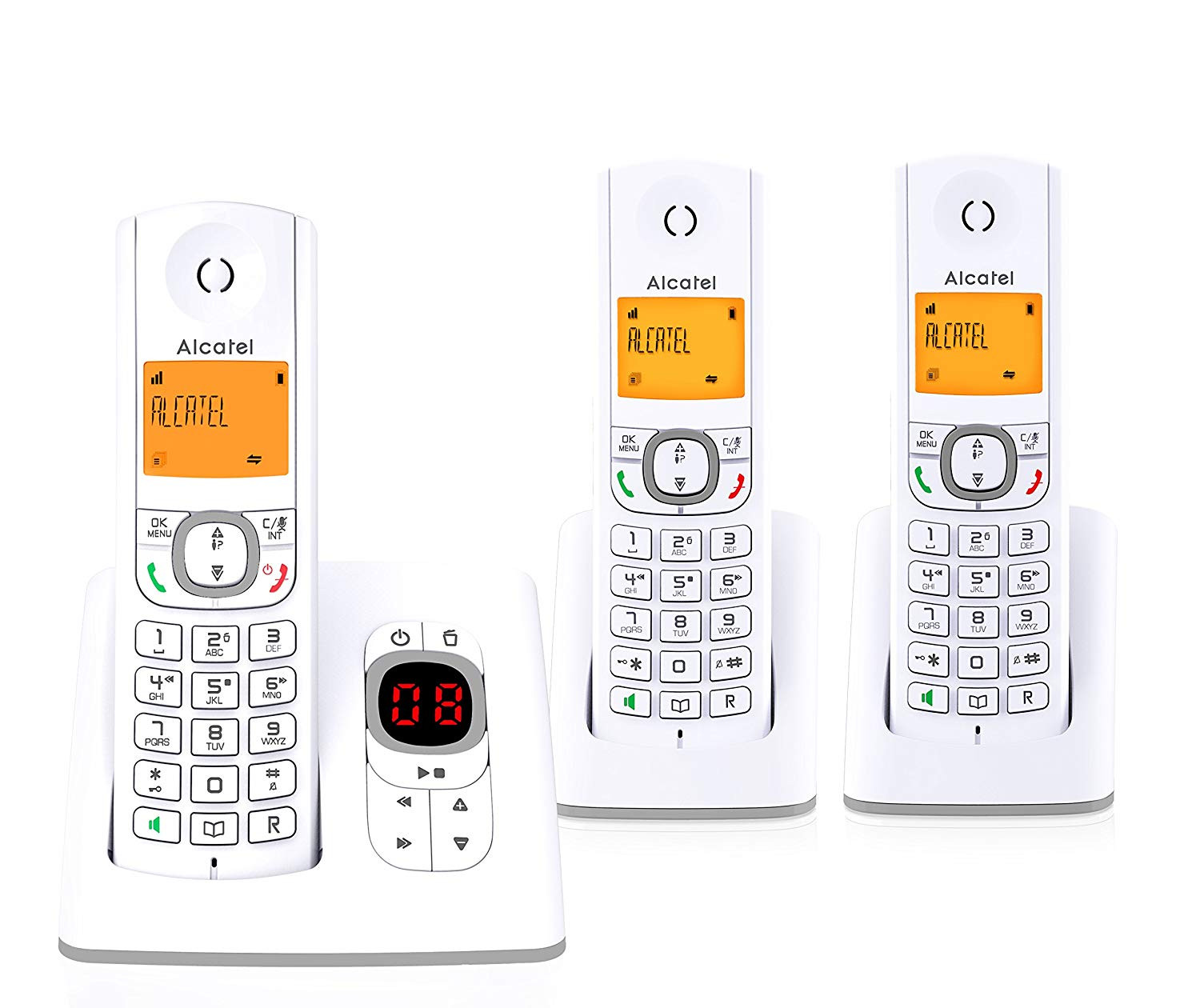 Alcatel F530 DECT-telefoon met draadloze headset en luidsprekerfunctie, Grijs/Wit