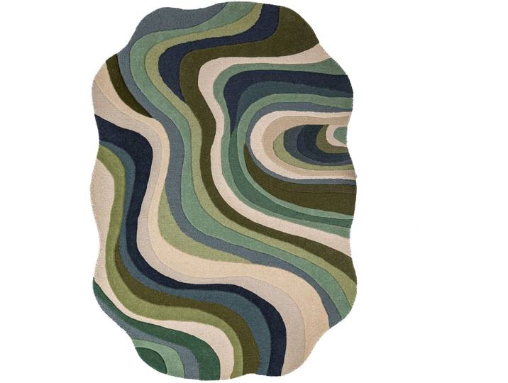 Teppich Elrosa Grün Turbulenzen 100 Prozent Wolle 200 x 290 cm - Material: 100% WOLLE - Teppich